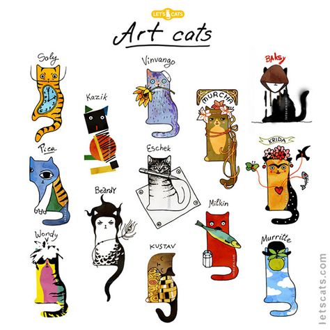 Words Art, Istoria Artei, Cats Illustration, Arte Animal, Art Classroom, Cat Illustration, Famous Artists, Cat Drawing, Art Movement