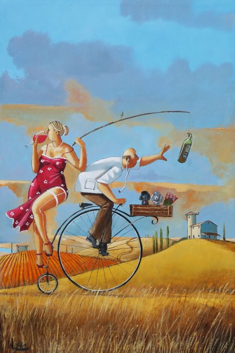 Ronald West Ronald West Paintings, Golf Painting, Whimsical Art Paintings, South African Art, West Art, I Want To Ride My Bicycle, South African Artists, African Artists, Bicycle Art