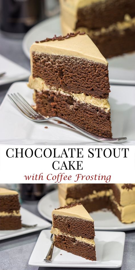 Cake With Coffee Frosting, Boozy Cakes, Guinness Recipes, Coffee Frosting, Cake 2023, Cake With Coffee, Chocolate Espresso Cake, Frosting Chocolate, Irish Cooking