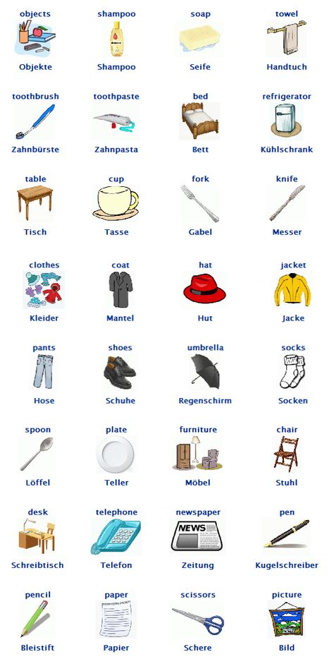 Various Objects and Items Vocabulary List | German German Basic Words, German Vocabulary List, Words In German, German Animals Vocabulary, German Vocabulary B2, Learning German Worksheets, German Vocabulary List A1-a2, German Phrases Learning, German Vocabulary List A1-b2