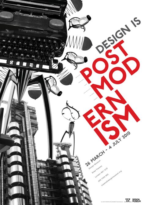 Postmodern Design festival Poster.  I like how the font is clear, and on a slant because it appeals to the reader/passer by, which is key in a poster. Post Modern Graphic Design Poster, Postmodern Poster Design, Post Modern Typography, Postmodern Graphic Design, Stage Poster Design, Post Modernism Graphic Design, Postmodernism Graphic Design, Experimental Poster Design, Postmodern Typography