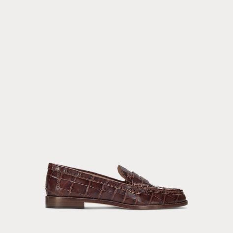 Wynnie Crocodile-Embossed Leather Loafer Sweatpants And Sweater, Loafers Women, Bear Shop, Polo Bear, Ralph Lauren Home, Rugby Shirt, Luxury Accessories, Chinos Pants, Leather Loafers