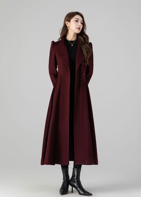 Casual Leather Jacket Outfit, Long Winter Coats Women, Dc Fashion, Burgundy Outfit, Princess Coat, Modest Dresses Casual, Long Wool Coat, Langer Mantel, Coat For Women