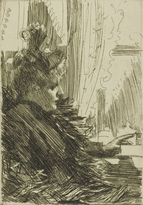 Anders Zorn Etching, Zorn Drawings, Anders Zorn, Paris January, Etching Prints, Woodcuts Prints, A Level Art, Landscape Drawings, Art Institute Of Chicago