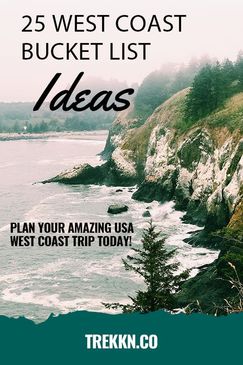 Are you planning a USA West Coast trip? Check out these 25 bucket list ideas for your ultimate vacation in beautiful destinations! These are some of the most incredible places in the Pacific Northwest including California, Oregon and Washington. #westcoast #bucketlist #travel #destinations #usa #pacificnorthwest West Coast Travel Destinations, West Coast Canada, Beautiful Places In Usa, West Coast Travel, Travel Oregon, Portland Travel, Scenic Road Trip, Bucket List Ideas, Canada Road Trip