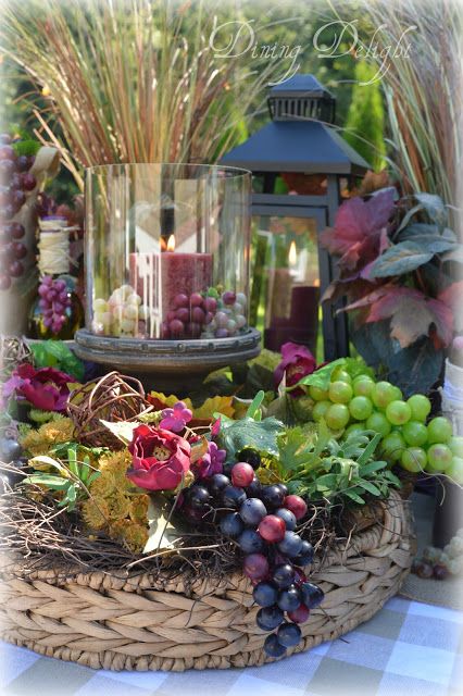 Dining Delight: Grape Harvest Celebration Buffet Grape Decorations Party, Grape Decorations, Grapes Decoration, Vineyard Wedding Centerpieces, Italian Themed Parties, Wine Decor Kitchen, Grape Decor, Grape Harvest, Italian Party