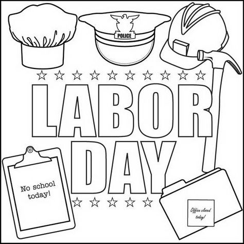 Print out and color these Labor Day Coloring Pages. Celebrated the first Monday on September with these simple and fun Labor Day coloring page activity. Labor Day Coloring Pages, Labor Day Clip Art, Labor Day Pictures, Labor Day Crafts, Easy Labor, Activity Director, Color Worksheets, Classroom Crafts, Happy Labor Day