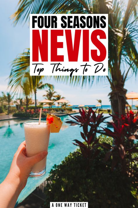 Ever go on vacation in the Caribbean where you want to have fun, but don't feel like leaving the resort? Four Seasons Resort Nevis has tons of things to do right on the resort's property! Find out about the best things to do in Nevis at Four Seasons Nevis! | four seasons nevis | nevis things to do in | st kitts and nevis things to do | best caribbean resorts | nevis island four seasons | nevis west indies four seasons | st kitts and nevis resorts | saint kitts and nevis travel Nevis West Indies, Nevis Island, Saint Kitts, One Way Ticket, Visit Jamaica, Caribbean Resort, Four Seasons Resort, Best Vacation Spots, Saint Kitts And Nevis