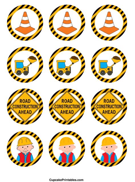 Construction Cupcake Toppers, Construction Cupcakes, Cupcake Party Favors, Construction Birthday Cake, Construction Baby Shower, Cupcake Toppers Free, Printable Cupcake Toppers, Construction Theme Birthday Party, Construction Cake