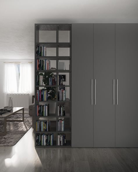 wardrobe and bookshelf Bookshelf And Wardrobe, Bookshelf Wardrobe, Wardrobe With Bookshelves, Wardrobe With Book Shelf Design, Wardrobe Shelf Unit, Book Almirah Design Modern, New Room, Living Area, Room Inspo