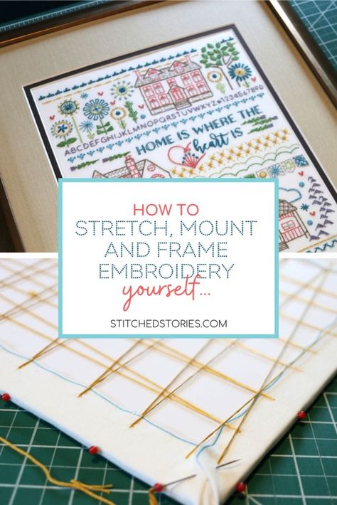 How to stretch, mount and frame embroidery yourself Frame Embroidery, Overhand Knot, Thread Up, Embroidery Wall Art, Fluffy Towels, Framed Embroidery, Pin Map, Local Crafts, Foam Core