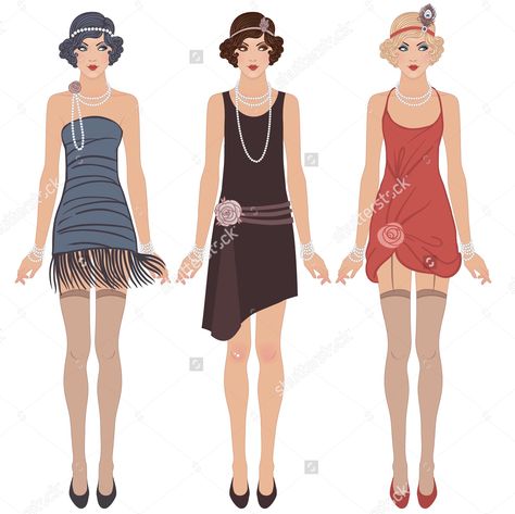 1920s Flappers Flapper Dress Illustration, 1920s Female Fashion, 1920s Fashion Sketches, Fantasy Door, 1920s Clothes, Flapper Girls, 1920s Fashion Women, 1920's Fashion, Clothes Making