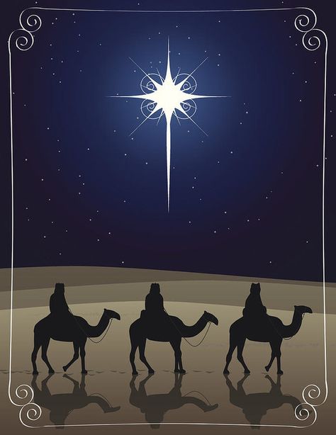 We Three Kings Christmas Tree, 3 Wise Men Silhouette, Three Kings Art, Nativity Illustration, Christmas Mural, Nativity Images, Animal Paper Craft, Paper Craft Ideas For Kids, Three Magi