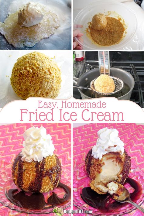 Fried Ice Cream Deep Fried Ice Cream, Fried Ice Cream Recipe, Easy Treats To Make, Scratch Recipes, Fried Ice Cream, Lost 100 Pounds, Healthy Food Facts, Cream Cakes, Ice Cream Treats