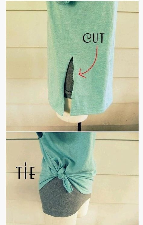 For t-shirts that are too long. Diy Outfits, Haine Diy, Diy Vetement, Shirt Diy, Kleidung Diy, Ropa Diy, Cut Tshirt, Diy Shirt, Clothing Hacks