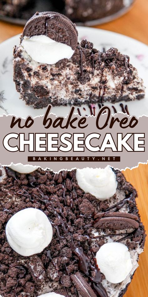 Looking for a quick dessert? This No Bake Oreo Cheesecake recipe is a fantastic Labor Day party food idea. One of the best summer desserts, it’s made with cookie pieces and topped with rich hot fudge. Ready in less than 20 minutes, it’s a simple no bake recipe you'll love! Quick Cold Desserts, Baked Oreo Cheesecake Recipe, Apple Fries, Oreo Cheesecake Recipe, Summer Fruit Desserts, Labor Day Party, Oreo Cheesecake Recipes, No Bake Oreo Cheesecake, Baking Recipes For Kids