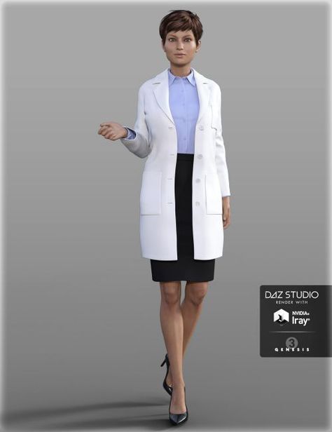 Doctor Coat Outfit for Genesis 3 Female(s) | 3D Models for Poser and Daz Studio Doctor Female Outfit, Female Doctor Outfit, Sims 4 Cc Scientist Coat, Doctor Uniform Woman, Doctor Fancy Dress, Doctor Costume Kids, Nurse Fancy Dress, Female Doctor White Coat, Scientist Costume