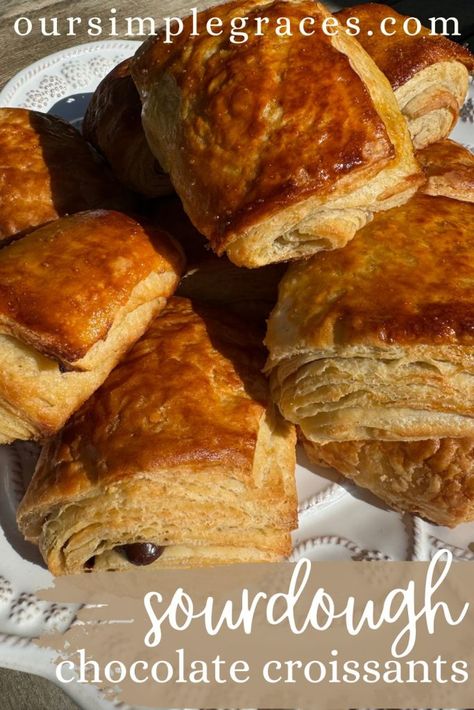 Expresso Chocolate Sourdough, Sourdough Pain Au Chocolat, Sourdough Almond Croissants, Sourdough Chocolate Croissants, Croissant Sourdough, Sourdough Croissants, Chocolate Croissant Recipe, Crossiant Recipes, Sourdough Cookies