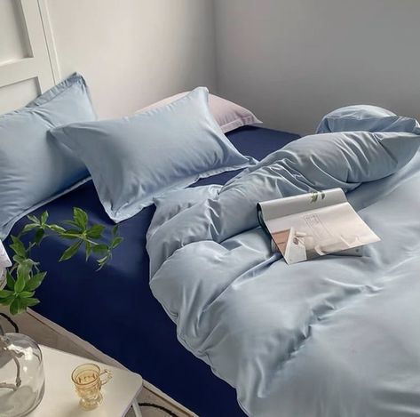 Dusty Blue Bedroom Aesthetic, Japan Room, Blue Room Decor, Ocean Room, Dorm Room Designs, Dreamy Bedrooms, Room Planning, Blue Rooms, Room Makeover Bedroom