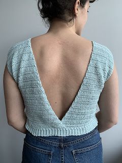 Cross-Back Crop Top Reverse Single Crochet, Open Back Shirt, Foundation Single Crochet, Save Our Earth, Open Back Top, Back Shirt, Backless Top, Single Crochet Stitch, Ladies Tops