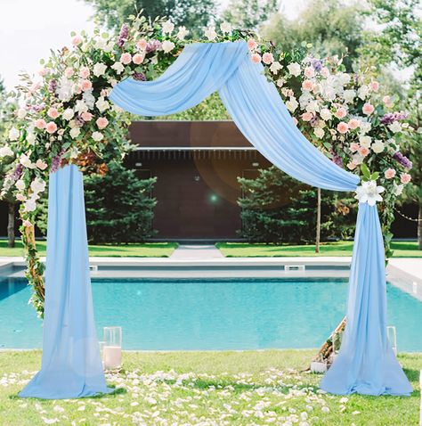 PRICES MAY VARY. Wedding Arch Drapes: Package including 2 panels Baby Blue sheer backdrop curtains chiffon backdrop, each panel is 29" wide 240'' long. Chiffon Fabric Drapery: 100% Polyester, high quality sheer chiffon material, well-distributed and fine workmanship. Elegant Display For The Chiffon Backdrop Curtain :This romantic arch draping fabric is perfect to create beautiful folds or leave it flowing loose onto the floor,add a very delicate, soft, beautiful touch to your stage at any events Chiffon Backdrop, Drapery Wedding, Sheer Backdrop, Ceiling Wedding, Wedding Drapery, Arch Draping, Baby Blue Weddings, Backdrop Curtains, Fabric Ceiling