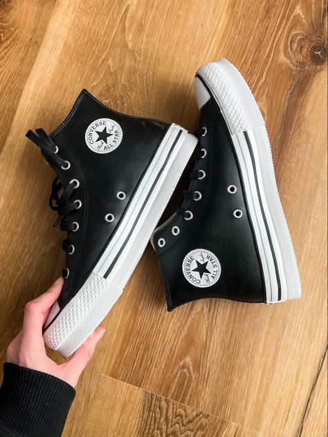 Platform Leather Converse, Leather Platform Converse, Black Platform Converse, Black Leather Converse, Converse Platform, Leather Converse, Platform Converse, Black Platform, Shoe Dazzle