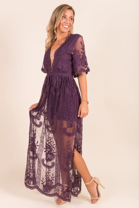 You say "Drama Queen" like it's a bad thing! Because, it's so not! Take this dramatic maxi romper for instance! This maxi romper is stunning! Fit for a queen, one might say! All that intricate, sheer lace is beyond gorgeous! Plus, the plunging neckline gives it the perfect amount of sexy! You are going to be a bombshell in this beauty! Material has no amount of stretch. Ann Mikell is wearing the small. Maxi Romper, Drama Queen, Mint Julep Boutique, Dusty Purple, Mint Julep, Photo Outfit, Fashion Essentials, Sheer Lace, Playing Dress Up