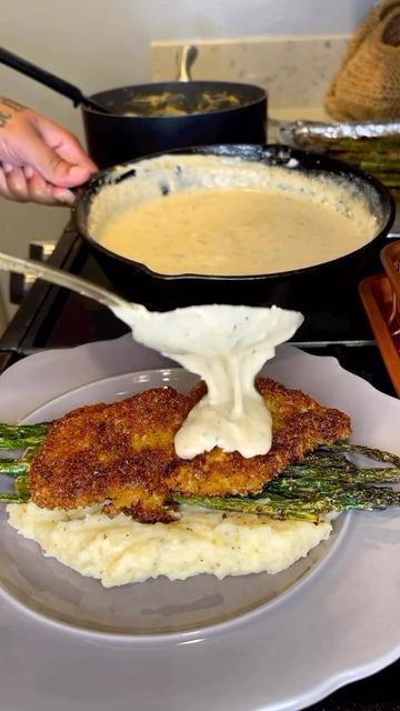 Cook Asparagus In Oven, Crispy Chicken Costoletta, Chicken Costoletta, Season Asparagus, Italian Bread Crumbs, Cook Asparagus, Panko Chicken, Asparagus Dishes, Chicken Mashed Potatoes