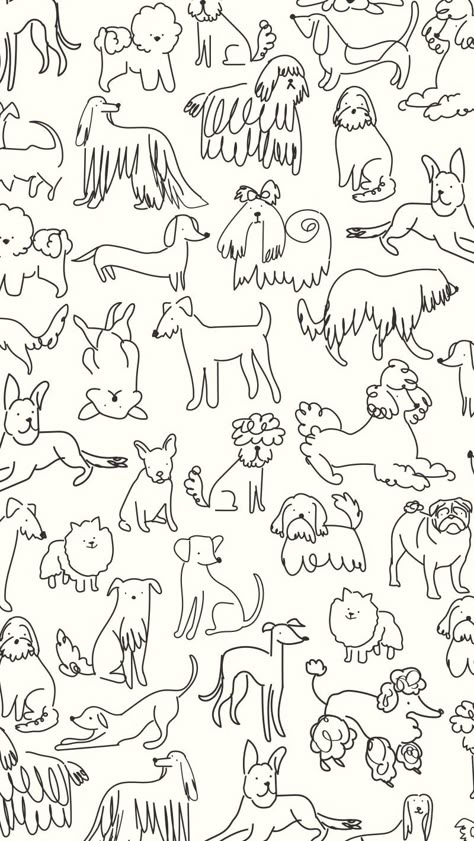 Dog Pattern Design, Happy Dog Illustration, Akita Wallpaper, Dog Art Wallpaper, Dog Pattern Wallpaper, Dog Iphone Wallpaper, Cute Matching Wallpapers, Dog Laughing, Caroline Gardner