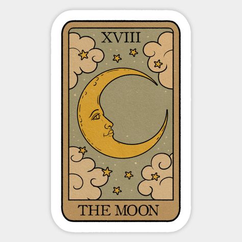 Moon Card, Moon Tarot Card, Diy Gift For Bff, The Moon Tarot Card, Tarot Magic, The Moon Tarot, Fairy Stickers, Creative Packaging, New Sticker