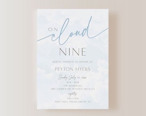 On Cloud 9 Bridal Shower Invitation Blue and White Cloud - Etsy UK Cloud Nine Bridal Shower Invitations, On Cloud Nine Invitation, On Cloud Nine Bridal Shower Invite, Cloud Nine Invitations, Cloud 9 Invitation, On Cloud 9 Theme, Cloud 9 Theme, Happily Ever After Starts Here, Engagement Party Themes