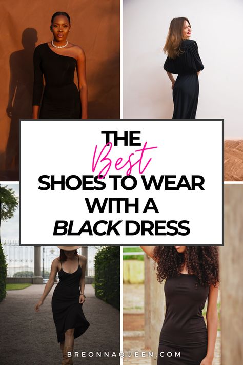 best color shoes for a black dress, what to wear with a black dress, what shoes to wear with black, black dress what shoes, black dress what color shoes What Heels To Wear With Black Dress, Colored Heels With Black Dress, Shoes To Wear With Long Black Dress, Shoes For Little Black Dress, Black Dress Beige Heels, Shoes For A Black Dress, Black Dress Nude Heels, Shoes For Black Dress, Faux Leather Dress Outfit