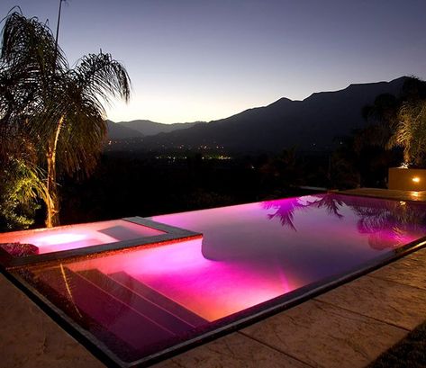 Color Splash LED Pool Light offers seven solid colors, multiple color blends and five light shows that can instantly transform your pool and spa area into a color-rich paradise. Amazing Swimming Pools, Led Pool Lighting, Real Estat, Dream Pools, Pool Light, Beautiful Pools, Pool Design, Swimming Pool Designs, Outdoor Swimming