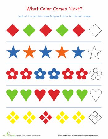 Worksheets: Finish the Pattern #1 Preschool Pattern Activities, Pattern Worksheets For Kindergarten, Finish The Drawing, Preschool Patterns, Printable Kindergarten Worksheets, 1 Worksheet, Math Patterns, Drawing Printable, Pattern Worksheet