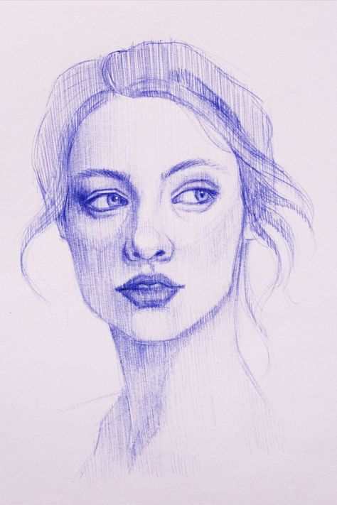 Ball Pen Portrait, Ballpoint Pen Portrait, Drawing A Portrait, Portrait Pen, Pen Portrait, Ballpoint Pen Drawing, Pen Drawings, Portrait Sketch, Drawing Faces