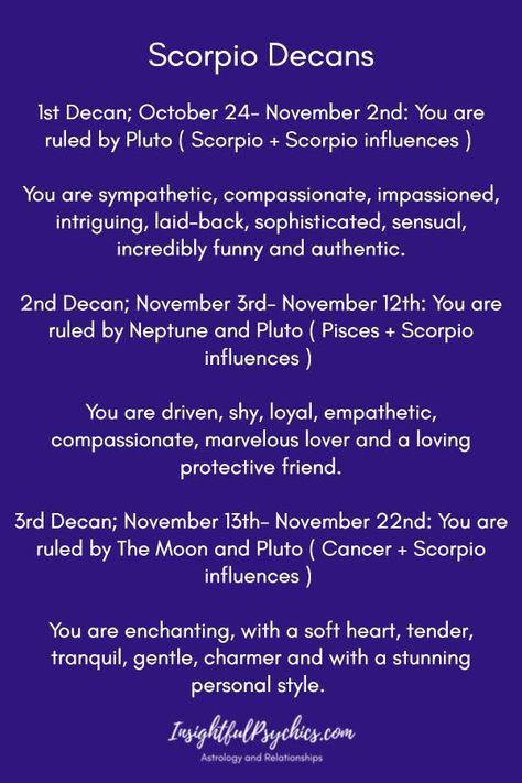 Scorpio Zodiac Facts Men, Scorpio And Scorpio, Scorpio Decans, Zodiac Decans, Cosmic Quotes, Astrology Signs Dates, Scorpio Astrology, Zodiac Quotes Scorpio, Astrology Scorpio