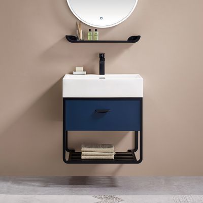 Vanities & Tops, Vanity Cabinets, Modern Bathroom Vanities, Vanities & Sink, Bathroom Cabinets and F Blue And White Bathroom, White Bathroom Rug, Blue Bathroom Tile, Floating Sink, Black Vanity Bathroom, Wall Mounted Bathroom Cabinets, Grey Bathroom Vanity, Towel Shelf, Downstairs Loo