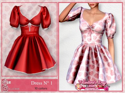 Sims 4 Cc Valentines Day Clothes, Sims 4 Red Dress, Sims4 Challenge, Sims Jewelry, Sim4 Cc, Tiana Dress, Feminine Clothes, Sims Clothes, Sims 4 Cc Folder