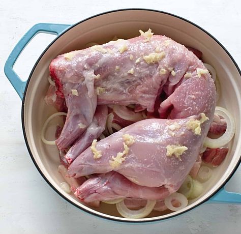 Garlic Roasted Rabbit - Cook Like Czechs Whole Roasted Rabbit, Rabbit Meals Dinners, Baked Rabbit Recipes Easy, Rabbit Roast Recipe, Whole Rabbit Recipe Crockpot, Rabbit Recipes Crockpot, Rabbit Recipe Baked, Slow Cooker Rabbit Recipes, Whole Rabbit Recipes