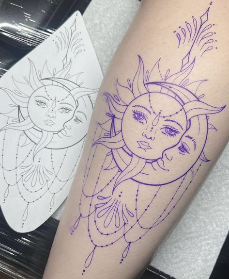 Small Mandala Tattoo, Tattoo Sonne, Cute Thigh Tattoos, Boho Tattoos, Dragon Tattoo For Women, Wicked Tattoos, Clever Tattoos, Moon Tattoo Designs, Religious Tattoos