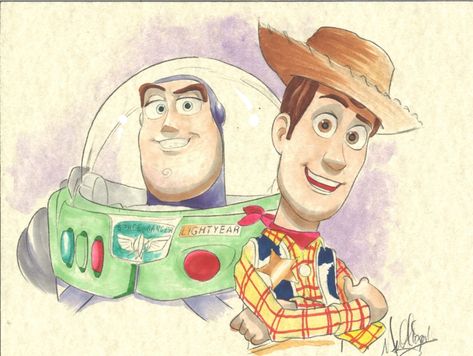 Woody & Buzz Lightyear by James Mulligan Toy Story Tattoo, Disney Pop Art, Batman Tattoo, Story Drawing, Drawing Toys, Toy Story Characters, Woody And Buzz, Cute Disney Drawings, Disney Pixar Movies