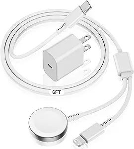 Apple Watch Charger USB C for iPhone&Watch, [Apple MFi Certified] iWatch Magnetic 2-in-1 Fast Charging Cable 6ft with 20W Fast Charger Block for Apple Watch Series 8 7 6 5 4 3 2 1 SE & iPhone 14/13/12 Apple Watch Edition, Ipad Charger, Apple Watch Nike, Apple Watch Charger, Apple Watch Iphone, Magnetic Charging Cable, Apple Watch Sport, Apple Watch Series 2, New Apple Watch