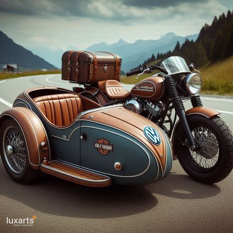 Harley Davidson and Volkswagen Sidecar 🏍️🚗🤝 #HarleyVWSidecar #RideInStyle #MotorcycleMeetsVW Experience the perfect blend of iconic styles with the Sidecar VW x Harley Davidson. This unique sidecar unit seamlessly combines the classic design of Volkswagen with the legendary Harley Davidson motorcycle, offering a ride that's not just about the destination but the journey itself. Elevate your cruising experience with the Sidecar VW x Harley Davidson, where every road becomes a stylish collabora... Motorcycle With Sidecar, Harley Davidson Sidecar, Gto Car, Disney Minimalist, Motorcycle Sidecar, Van Conversion Interior, Chopper Motorcycle, Harley Davidson Motorcycle, Classic Motors