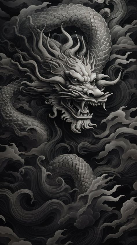 Monochrome chinese dragon black backgrounds | Free Photo Illustration - rawpixel Dark Dragon Wallpaper, Wallpaper Iphone Dragon, Black Dragon Wallpaper, Japanese Dragon Tattoo Art, Black Japanese Dragon, Chinese Dragon Wallpaper, Dragon Japanese Art, Black Dragon Art, Japanese Dragon Art