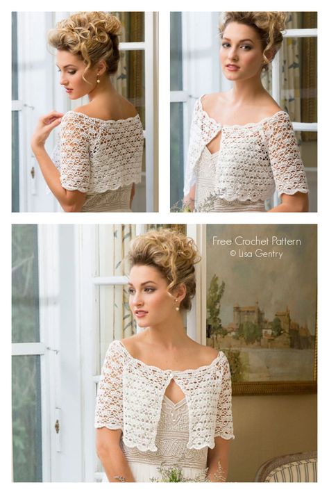 Bridal Shawl Crochet, Crochet Shrug Bolero, Bridal Topper, Crochet Bolero Pattern, Bolero Pattern, Lace Poncho, Bridal Shrug, Crochet Shrug Pattern, Shrug Pattern