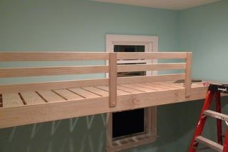 Loft Bed - Floating (with Pictures) - Instructables Loft Bed Railing, Floating Loft Bed, Floating Loft, Decking Railing, Build A Loft Bed, A Loft Bed, Diy Loft Bed, Joist Hangers, Bed Rails