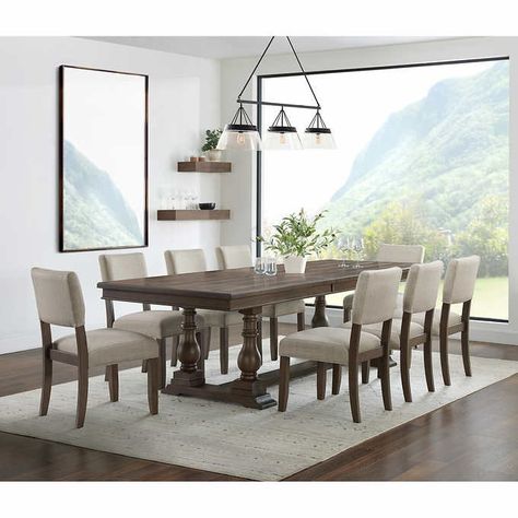 Thomasville Callan 9-piece Dining Table Set | Costco Wood Shed, Entryway Storage, Traditional Table, Wall Bed, Outdoor Storage Sheds, Bed Desk, Dining Room Set, Chair Dimensions, Convertible Sofa