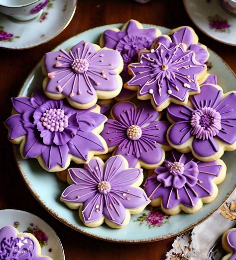 Purple Cookies Aesthetic, Purple Christmas Cookies, Purple Cookies Decorated, Purple Cookies, Purple Party, Purple Themes, Purple Christmas, Tasty Baking, Icing Cookies