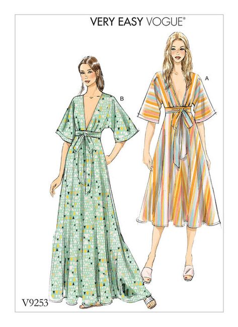 Vogue 9253, Vogue Dress Patterns, Kimono Style Dress, Mode Kimono, Pattern Dress Women, Vogue Dress, Vogue Sewing Patterns, Vogue Pattern, Couture Mode