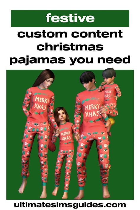 Christmas is the most wonderful time of the year and these sims 4 cc christmas pajamas are the cutest out there, there are custom content pajamas for kids, toddlers and every other age too so you can have a great time with Father Winter. #thesims4 #sims4cc Christmas Pajamas Sims 4 Cc, Sims 4 Infant Christmas Cc, Sims 4 Christmas Pajamas, Sims 4 Christmas Cc Clothes, Sims 4 Christmas Cc, Holiday Family Outfits, Sims 4 Seasons, Pajamas For Kids, Cc Clothes